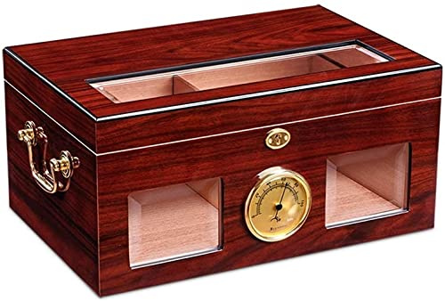 Desktop Cigar Humidor, Wooden Travel Humidor for Cigars with Hygrometer and Humidifier Decorative Box