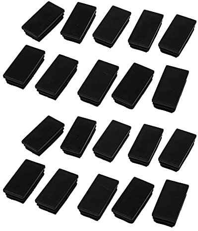 PHTOIT Kunststoff-Abdeckkappen, rechteckig, 25 x 50 mm, Schwarz, 20 Stück