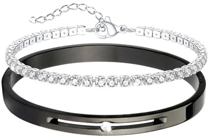 JJDreams Edelstahl Armreif Damen Strass Armkette Silber 6MM Edelstahl Zirkonia Armspange Geschenk für Damen