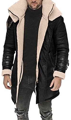 OBiQuzz Wildlederjacke Herren Braun Lammfell Fleecemantel Winter Fleecejacke Männer Lederjacke mit Fell Pelzmantel Herren Grau Armee Jacken Herren Winterjacke Trachtenjacke Pelzmantel