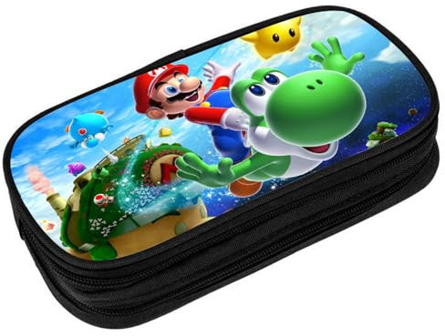 OXINO Mariio Federmäppchen Cartoon Federtasche Schulmäppchen mit 2 Fächern, Büro Aufbewahrungstasche Mäppchen Federtasche Mädchen Jungen Teenager Pencil Case Schlamppermäppchen für Schule Studenten