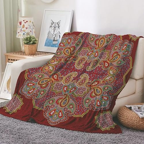 EHOMERY Kuscheldecke Mutter Zu Tochter Decke Tisch Draußen Klein Kuscheldecke Personalisiert Quilt Decke Patchwork Retro-Muster Klimaanlagen-Decke Braun 150x100cm