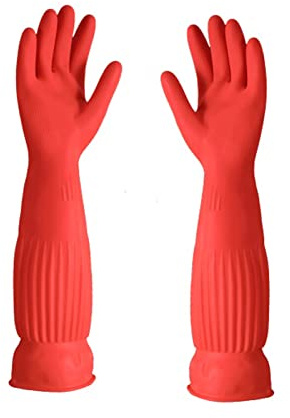 Haushaltshandschuhe Lange, 1 Paare Lange Gummihandschuhe, Reinigungs Handschuhe, Spülhandschuhe, Wiederverwendbare Latex-Handschuhe für Küche, Gartenarbeit, Autowäsche, Arbeit, Langarm (45cm, L)
