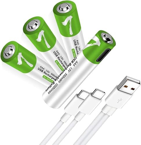Baterías Recargables AA 1 5V 2600MWH USB Ion De Litio Recargable AA Batería con Cable C Tipo C Cable De Carga Carga RÁPIDA A LA Carga RÁPIDA 1200 CICLOS.4 Pilas AAA