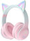 Usoun Casque Bluetooth pour Enfants et Adultes, Oreilles de Chat avec Micro et Lumière LED, Réglable, Filaire ou Sans Fil, Compatible Carte TF (Rose)