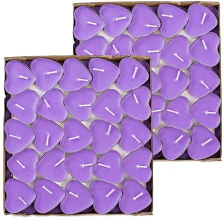 CHUANGOU 100 Piezas Romántico de Velas，Velas Románticas，para Cumpleaños, Propuesta, Boda, Fiesta.（Morado）