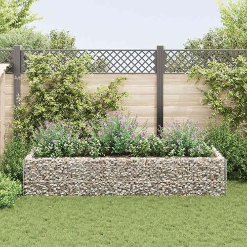 Homgoday Gabione Hochbeet Stahl 270x90x50cm Gabion Körbe Metall Gabion Käfige für Steine Garten Dekor Wand Trennwand Set Gabion Hochbeet