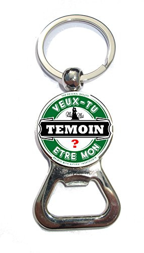 Porte-clé décapsuleur - Veux-tu devenir mon témoin ? Idée originale pour demander à une personne spéciale d'être le témoin de mon mariage. Produit de qualité avec impression française.