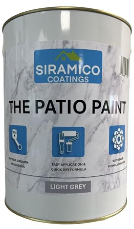 SIRAMICO COATINGS THE PATIO PAINT/Light Grey / 5 Litre/Superior Patio Paint with Professional Finish/For Use on Patios and Walkways/Non-Toxic/UV Resistant with Easy Application by Brush and Roller.