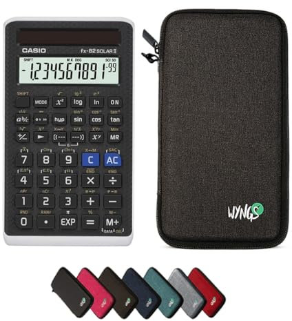 Casio fx-82 Solar II Taschenrechner inklusive Schutztasche von WYNGS in Dunkelgrau - Basic Set