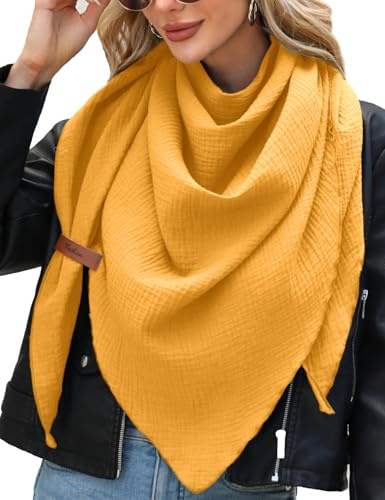UMIPUBO Schal Damen Baumwolle Musselin Halstuch Dreiecksschal Dreieckstuch Herbst Unifarben Schal Halten Sie Warm Musselintuch Bequem Groß Elegant Leicht Scarf Damen Stola 190x80cm