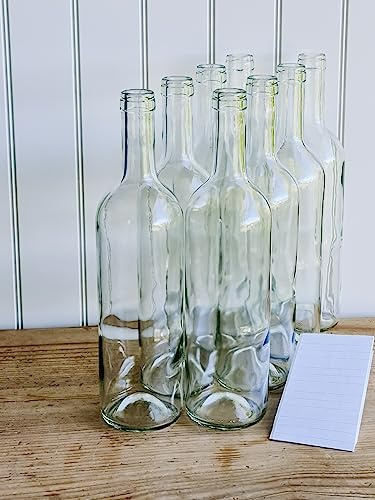 OOPS TOYS 16x Weinflasche 750 ml ohne/mit natürlichen Weinkorken - Weiß Glasflasche mit Etiketten - Leere Flasche Likör - Weinflaschen aus Glas - Glasflasche Leere Flasche (16 Stk. ohne Korken)