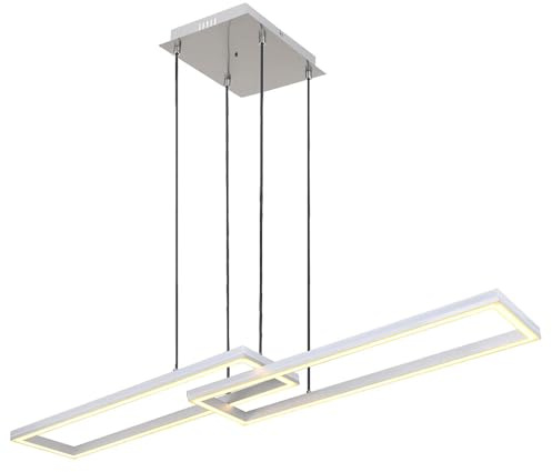 Hängelampe Wohnzimmerlampe Pendelleuchte Deckenlampe Esszimmerleuchte, Metall Kunststoff silber, Fernbedienung dimmbar RGB LED Rainbow Effekt, 1x 40W 2300Lm 2700-6500K, L 119,5 cm