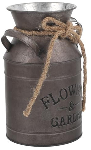 BIUDECO Retro Milk Jug Farmhouse Jug Vase Rustic Flower Bucket Iron Art Flower Bucket Vase for Front Porch Decorations