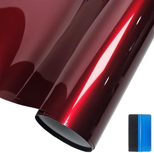 NewL Pellicola Adesiva in Vinile Rosso Metallizzato Lucido Premium per Auto, DIY, Autoadesiva, Super Lucida, Film Wrap Rosso Sangue 30cm x 150cm