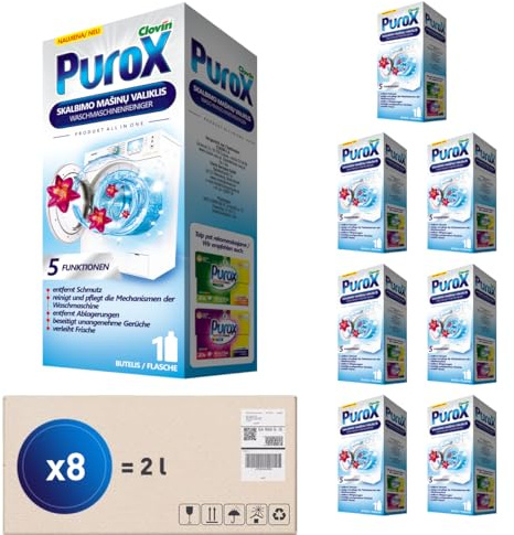 Clovin Purox nettoyant antibactérien pour machines à laver 250 ml, multipack 8 pièces