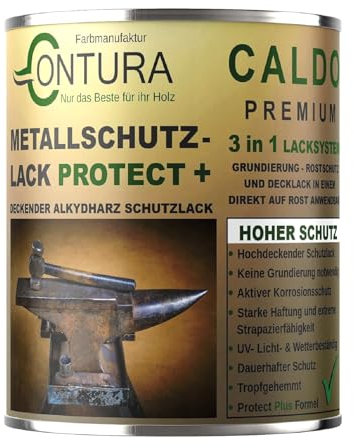 Contura 3in1 Rostschutzfarbe Metallschutzlack Seidenmatt RAL Metall Lack Farbe Grundierung (Farblos, 500ml.)