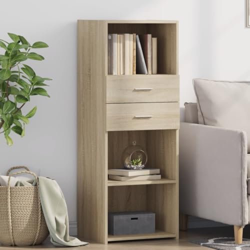 Somanki Highboard Sonoma-Eiche 45x42,5x124 cm Holzwerkstoff, Kommode, Sideboard, Schuhkommode, Komodenschrank, Kleiderkommode, Küchenanrichte, Flurkommode, Esszimmerschrank - 846168