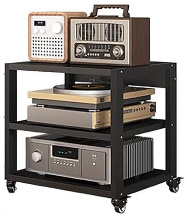 HiFi-Ständer mit 2, 3, 4 und 5 Ebenen, rollbares Audio-/Video-Komponenten-Schrankregal mit höhenverstellbarem Regal und Rädern, Stereo-Ständer für das Wohnzimmer, Audio-Video-Medien-Organize
