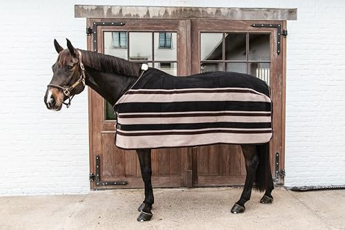 Kentucky - Abschwitzdecke Fleece 'Heavy' Stripes braun/beige 140-6'3