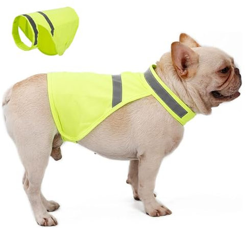 Hund Sicherheitsweste,Warnweste für Hunde,Hunde Leuchtweste Reflektoren,Hohe Sichtbarkeit Warnweste Hund Jagdgeschirrweste,Hund Warnweste für Outdoor Aktivitäten Tag Nacht (Fluoreszierendes Gelb, S)