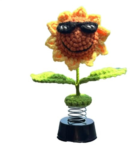 Bsbkoj Auto-Armaturenbrett-Dekorationen, 15 x 5 x 5 cm, Armaturenbrett, Sonnenblume, Ente, Wackelkopf, Auto-Dekoration, Bezaubernde animierte Wackeltänzerin, ästhetisches Zubehör für Damen, Herren