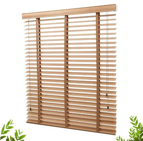 Store vénitien en bois massif pour fenêtres - Stores horizontaux avec ficelles - Store vénitien en bois occultant - 40 x 130 cm