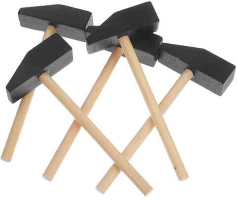 DECHOUS Kleiner Holzhammer 5 Stück aus Massivholz für Kreative Kinderbastelaktivitäten der Feinmotorik und Hand Auge Koordination im Kindergarten und Zuhause