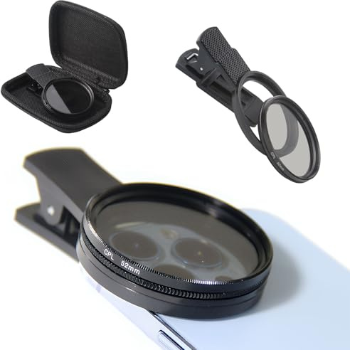 Filtro polarizador CPL de 52 mm para teléfono, filtro polarizador circular para reducción de reflejos y deslumbramientos, adaptador de clip universal para i-Phone, Sam-Sung y smartphones Android