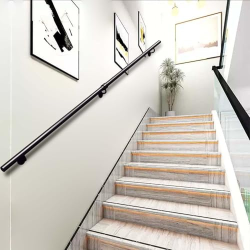 Wall Handrail for Indoor Stairs - Metal Staircase Railing Non-Slip Grab Bar - Modern Hand Rail Wrought Iron Wall Support for Home Decoration, 1ft-20ft(1ft/30cm)