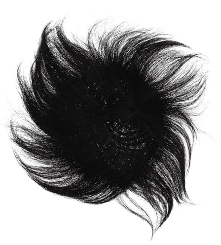 Homoyoyo Pieza de Peluca Masculina Realista Negra Cabello Natural y Alambre de Alta Temperatura para Reemplazo de Calva en Uso Diario