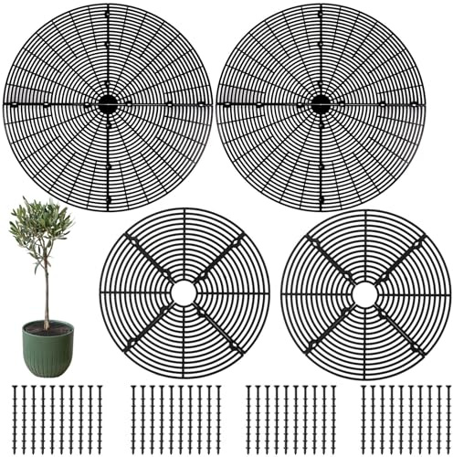 4 griglie regolabili per vasi per piante, 30 cm e 50 cm, con paletti, protezioni per vasi da fiori per animali domestici e bambini, coperture per piante da interno ed esterno