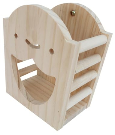 TOYZFRIENDY Holz Futterhalter für Kaninchen und Meerschweinchen Kleines Heuraufe Futtergestell mit Stab Langlebiges und Platzsparendes Nager Futterzubehör Einfache Installation im Käfig