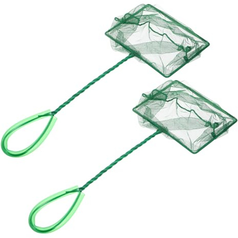ERINGOGO 2pcs Small Square Handheld Fish Nets for Aquarium and Outdoor Ponds Versatile Portable Fish Catching and Debris Removal Nets for Tanks and Farms