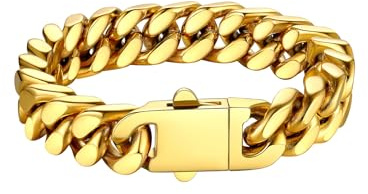 Bestyle Armband Herren Edelstahl Panzerkette Armbänder Herrenarmband | Silber/Schwarz/Gold Cuban Panzerarmband 5/7/9/12.5MM Breit 19/21/23CM Länge Gliederarmband Geschenke für Männer Damen Jungs