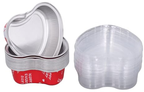 Buachois Stampo per Torta a Cuore in Alluminio con Coperchi 15 Pezzi Stampi per Dolci Forme di Cuore in Carta Alluminata for Feste Matrimoni Compleanni