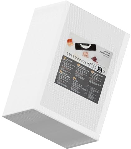 Vakuumierbeutel 200 Beutel 20x30cm, Vakuumierfolie Lebensmittel BPA-frei | Profi-Folienbeutel, Gefrierbeutel stark & reißfest, für alle Vakuumiergerät, Sous Vide Geeignet, Mikrowelle, Gefrieren