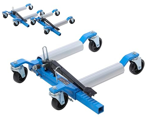 KATSU Tools Juego de 2 ruedas de ruedas de coche resistentes, capacidad de 680 kg, máximo 30 cm de ancho de neumático, rodillo de aleación de aluminio, gato de posicionamiento de vehículos, carrito de