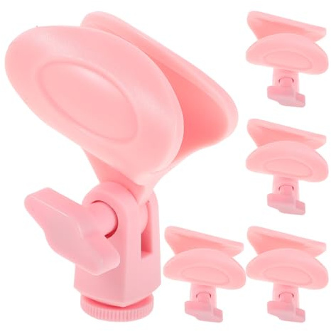 DECHOUS 5 Stück-pack Verstellbare Mikrofonklemmen aus Kunststoff mit Feder Universelle Mikrofonhalterung für Gerade Stative Rutschfest Pink für Studio Streaming und Rundfunk