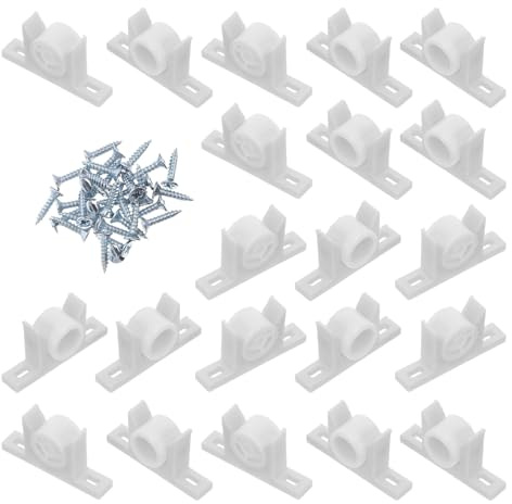 LIGIGWASH Ferramenta per Porte di Armadi e Clip di Fissaggio del Cassetto in Plastica Bianca, Chiusura a Pressione per Mobili da Cucina e Guardaroba, Set da 30 Pezzi con Viti
