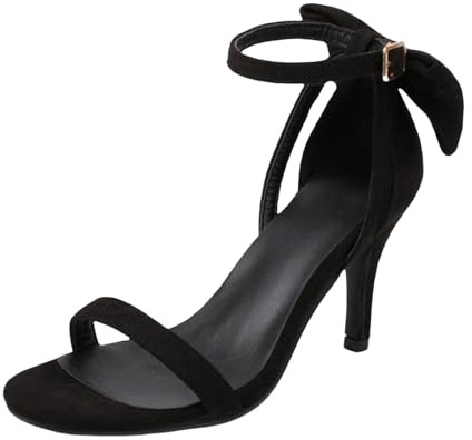 Vita pumps dam eleganta – rempumps dam svarta sandaler läder med klack sommarskor rosett casual höga klackar andas eleganta damsandaler bekväma hälskor, svart, 41 EU