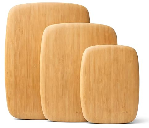 DIVCHI Bamboo Cutting Board Set Pack of 3, Wooden Kitchen Chopping Board Set |Food Cutting Boards for Vegetable Fruit & Meat| Durable Serving Board