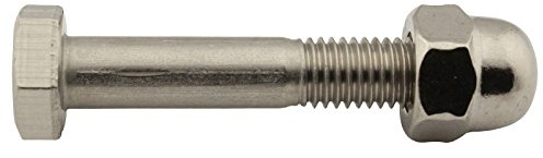 SC-Normteile® | Sechskantschrauben mit Schaft und Hutmuttern (hohe Form) - M8x50 - (5 Stück) - Maschinenschrauben - DIN 931 / DIN 1587 - Edelstahl A2 (V2A) - SC931 / SC1587