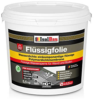 Isolbau Flüssigfolie 5,5 kg - Abdichtung für Dusche, Bad, Küche - MPA-Zertifikat Duschabdichtung für Wand und Boden - Abdichtungsmasse Wasserdicht und Lösemittelfrei