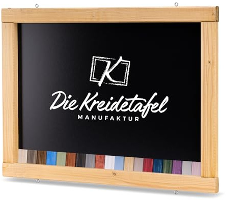 Rustikale Tafel Kreidetafel Wandtafel Küchentafel mit Holzrahmen zur Beschriftung mit Kreide im Landhausstil in verschiedenen Größen und Farben (Eiche, 120x60cm)
