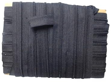 Fermeture éclair continue noire et beige pour coussins d'ameublement pour la couture - Fermetures éclair robustes en rouleau numéro 3 avec glissières (1-5-10) m (noir, 5 m avec 10 glissières)