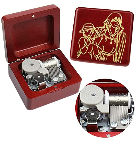 Sinzyo Vintage Wood Carved Mechanism Musical Box Wind Up Music Box Gift for Christmas Merry Go Round of Life Music Box(Wine Red Wooden Box AA)
