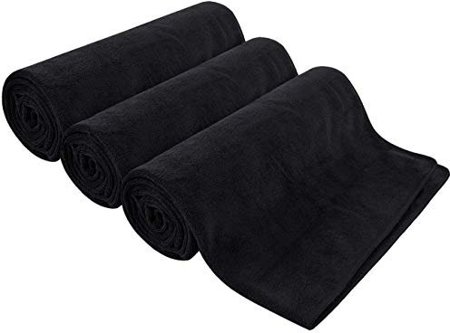 HIDMD Mikrofaser Sport Handtücher schnell trocknend und saugfähig Gym Handtuch Training Sweat Handtücher für Gym Fitness, Yoga, Camping 3-Pack 40cm X80cm Schwarz