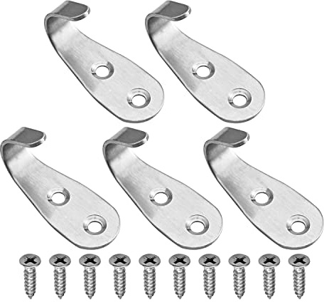 MroMax Edelstahl-Wandhaken, 5 mm dick, Einzelhaken, Wandmontage, Kleiderhaken zum Aufhängen von Bademänteln, Mänteln, Küchenutensilien und Taschen, klein, 5 Stück
