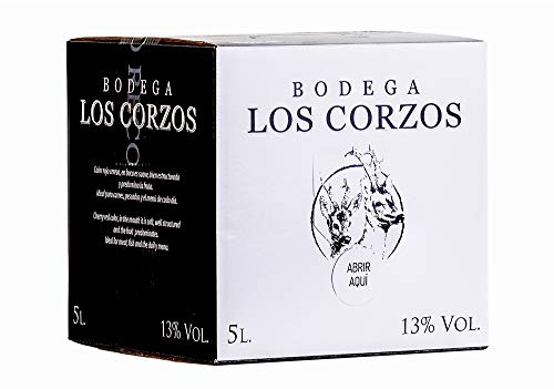 Bag in Box 5L Vino Tintos Recomendado (Equivalente a 6,5 Botellas de 750 ml) vino tinto afrutado caja de vino con grifo y asa incorporada de Bodegas Los Corzos